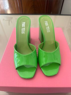Paris Texas Anja Green Patent Mule Heels